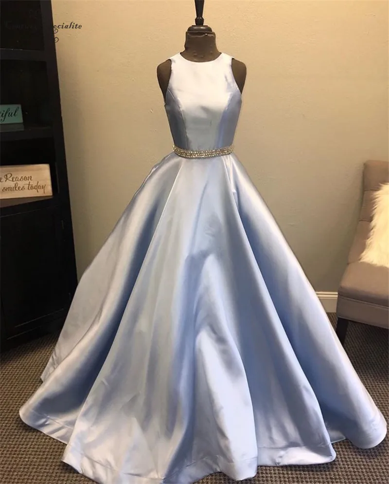 simple light blue prom dress