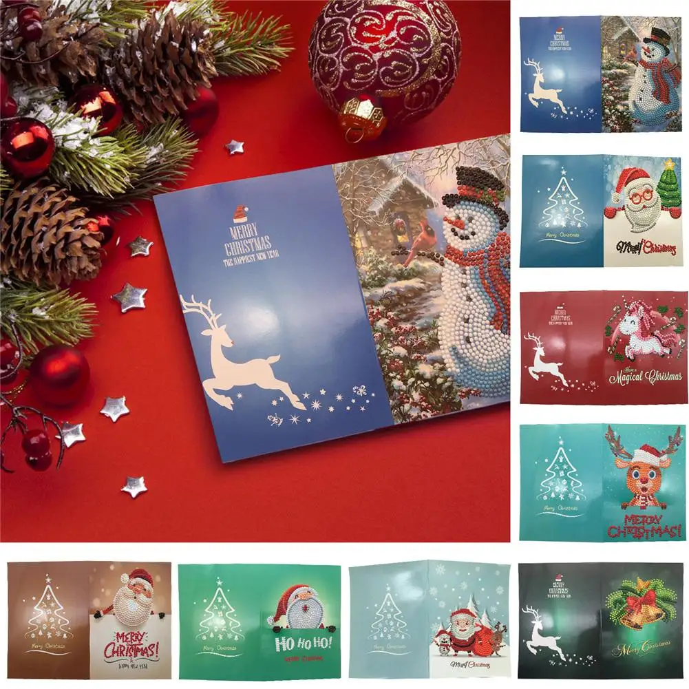 

5D DIY Diamond Painting Greeting Card Special Shaped Diamond Embroidery Christmas Cards Postcards Birthday Xmas Gift