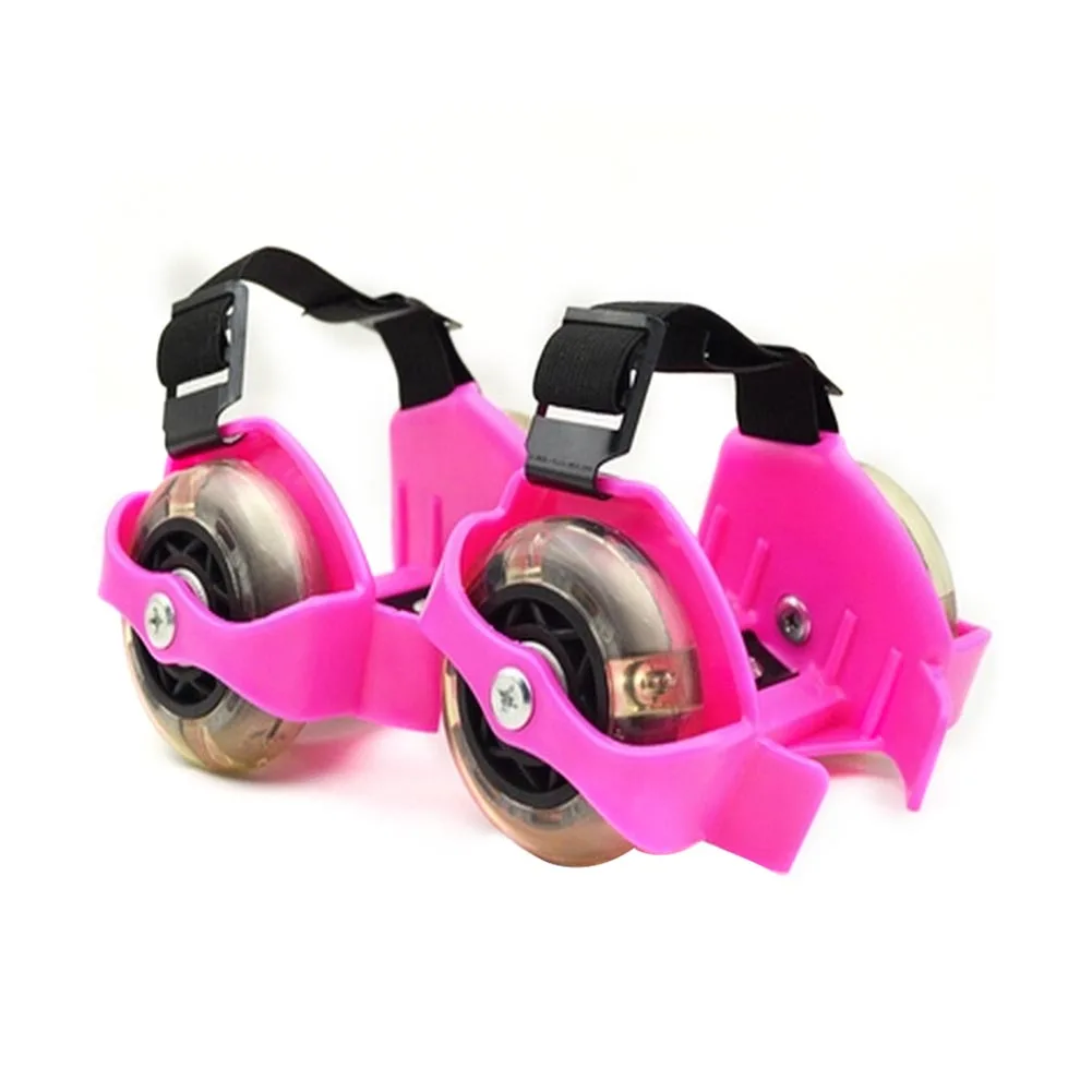 1 пара Регулируемая обувь для катания на коньках Вихрь аксессуары для роликов эластичные 3 цвета трения износостойкие колеса Мигающий Ролик - Цвет: Розовый
