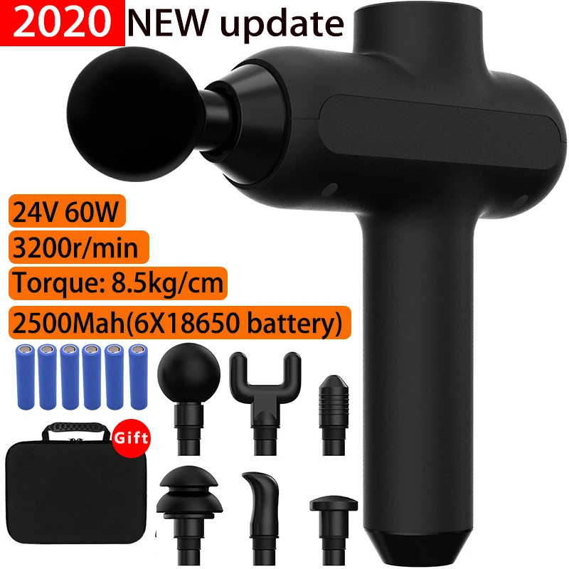 NEW 60W 24V Massage Gun Muscle Neck Back Massager Deep Tissue Percussion Handheld Shoulder Massager Super Quiet Brushless Motor