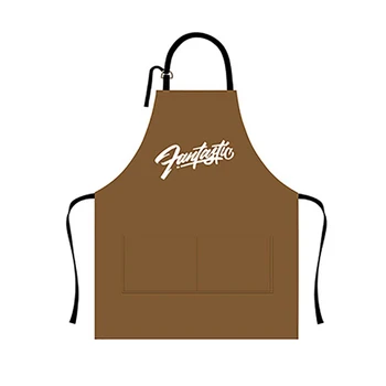 

Leather Cooking Baking Aprons Waterproof Oil-Proof Kitchen Apron Restaurant Aprons For Women Home Sleeveless Apron Brown Letter"