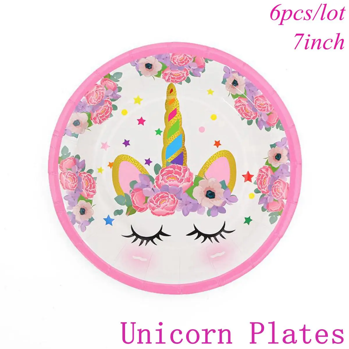 Unicorn 7inch Plates TAOUP 5 шт. одноразовые татуировки Единорог стикер с днем рождения Единорог Декор ребенок душ девушка Unicornio День Рождения Декор дети - Цвет: Unicorn 7inch Plates