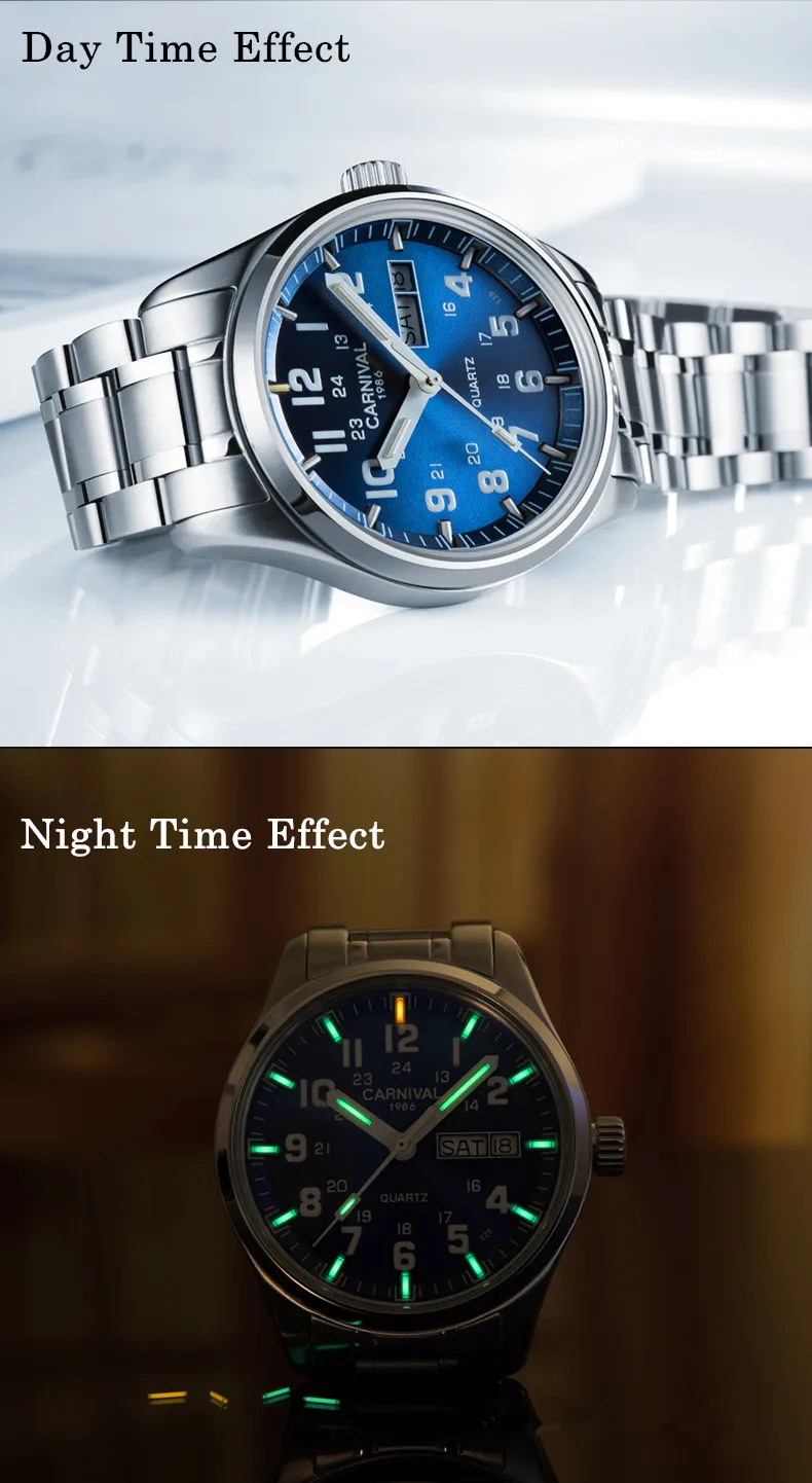 Reloj Hombre карнавальные мужские часы Топ бренд класса люкс Тритий T25 светящиеся кварцевые наручные часы с двойным календарем мужские водонепроницаемые часы