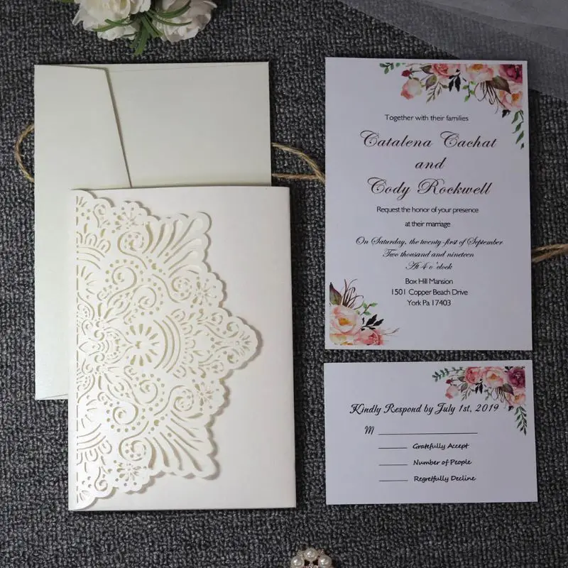  10 Pcs 3D European Style Wedding GraduationI Parties Celebration nvitation Card with Envelope Kits  - 4.00047E+12