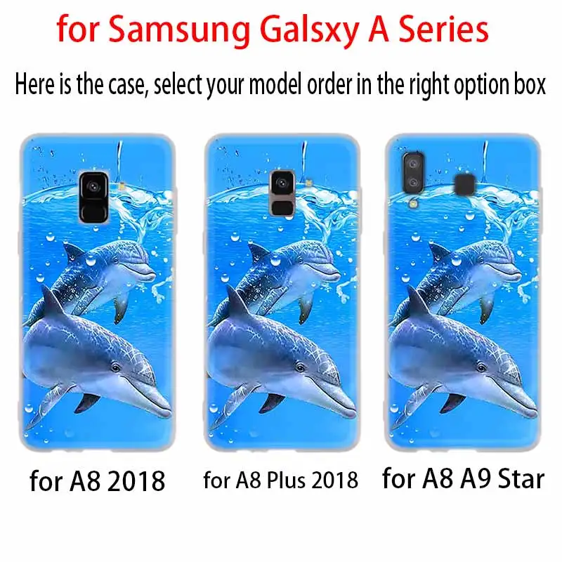 Прекрасный Дельфин чехол силиконовый защитный для телефона Samsung A50 A70 A80 A30 A40 A90 A6 A8