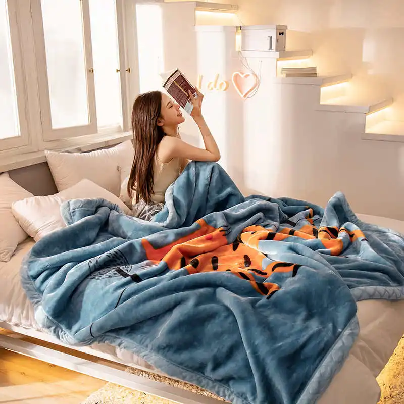 Современное одеяло Raschel s, мультяшное теплое одеяло, утолщенное фланелевое одеяло, постельные принадлежности, диван, офисное одеяло для взрослых и детей, одеяло King size - Цвет: qlbl