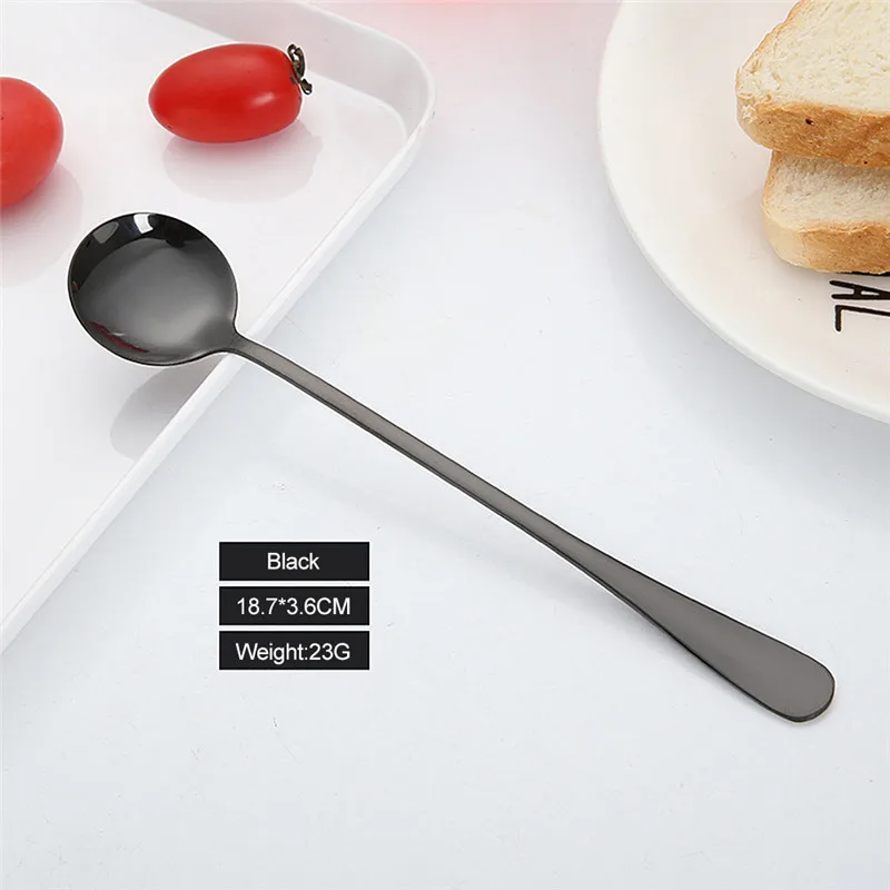 12 вариантов Нержавеющая сталь мороженое Коктейльные чайные ложки кофе суп длинные чайные ложки смешивание напитков ложка для кухни кафе бар инструмент
