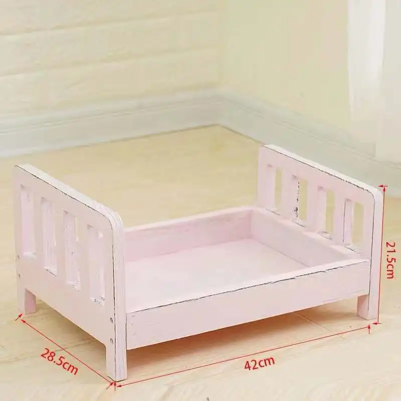 Pink bed Newborn Photography Props Wood Bed Baby Photography Bed Baby Bed for Photography Wooden Prop Crib for Newborn Props Wooden Bed - Цвет: Pink bed