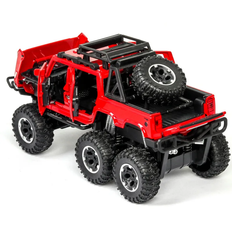 High Imitation 1/32 Hummer Die-cast Alloy Six-wheel SUV Pickup Car Model Six-door Sound-light Metal Model Collection Kids Toys