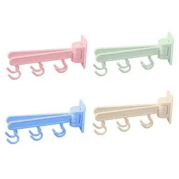 

6 Hook Door Cabinet Wall Shelf 180 Degree Rotating Strong Adhesive Hook Storage Rack Household Products