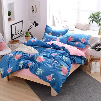

50Bedding Set The red crane 3/4pcs Family Set Sheet Duvet Cover Pillowcase Boy Room flat sheet, No filler 2019 bed set