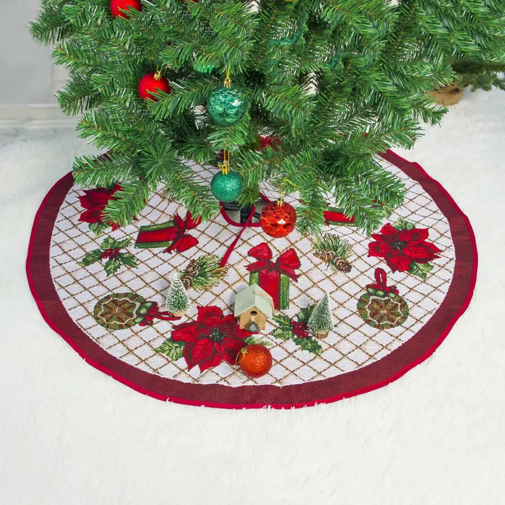 100см хлопковая Рождественская елка, юбка с колокольчиком, Санта-Клаусом, с принтом дерева, новогоднее Рождественское украшение для дома