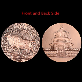 

2021 Year of the Ox Large Copper Medal Commemorative Coin Zodiac Embossed Medal