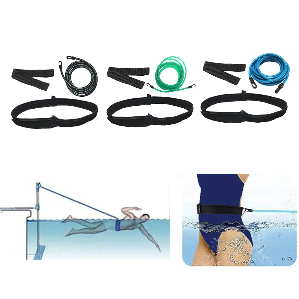 Swimming Resistance Belt Swim Training Band Swim Elastic Exerciser Belt with One Waist Strap One mesh Storage Bag