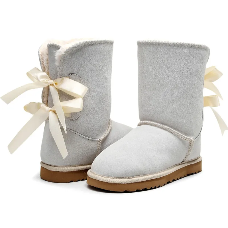 Женские зимние ботинки на меху из чистой шерсти Теплая обувь шнуровке с