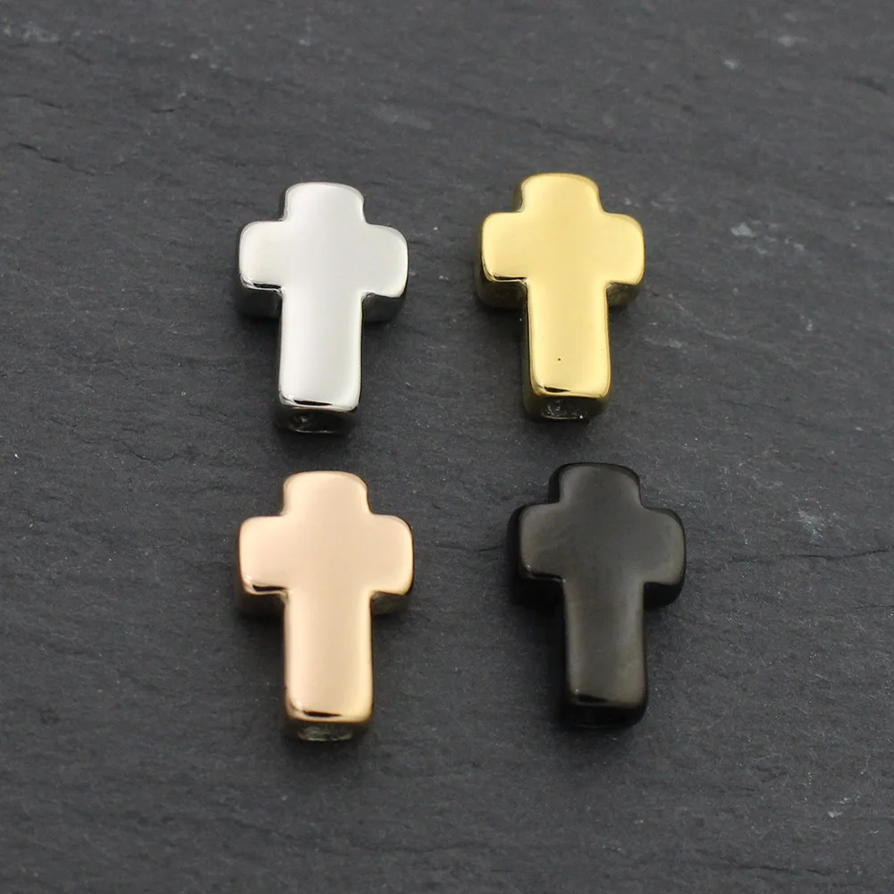 316l нержавеющая сталь золото/черный крест Бусины 2 мм бусины с небольшим отверстием подвески для браслета DIY ювелирных изделий