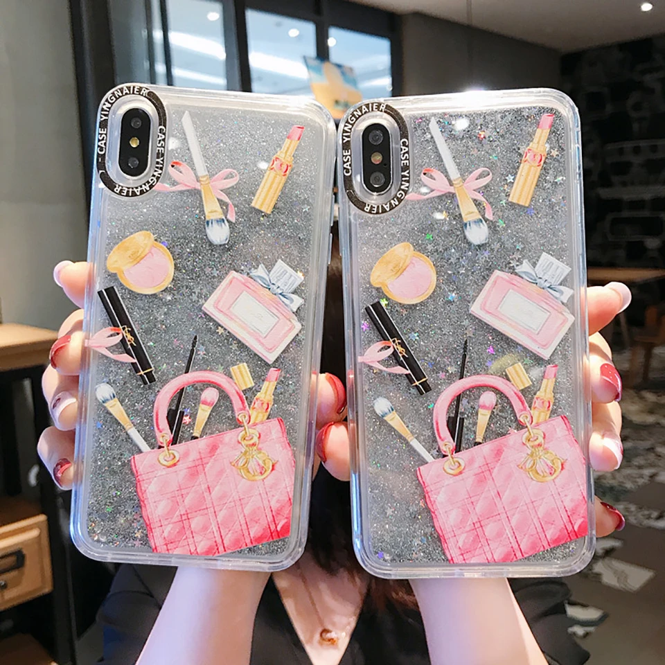 

Cartoon Quicksand Handbag Silicone Soft TPU Phone Case For iPhone X XR XS MAX 6S Cover For iPhone 7 8 Plus Back Cover