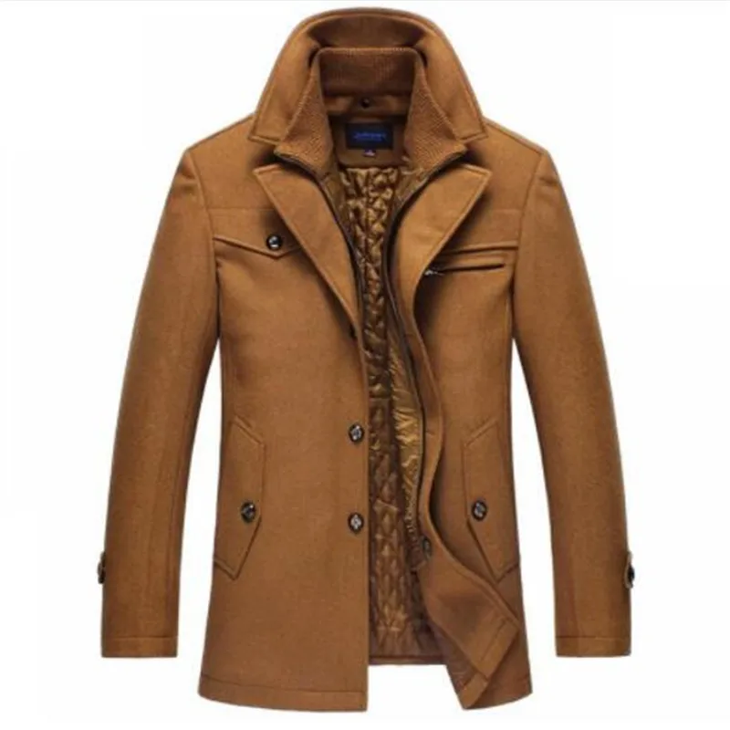 Winter Coat Men Long Wool Thick Windbreaker Woolen Overcoat Casaco Masculino Palto Jaket Men's Casual Trench Peacoat 5XL Jackets