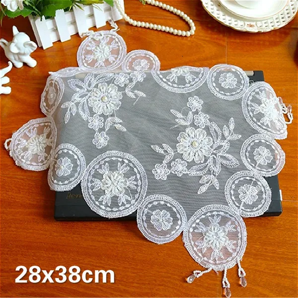 

European Style Delicate Lace Embroidery Bead Placemat Coffee Table Mat Lamp Pad Notebook Set-top Box Tea Tray Cover Cloth Towel