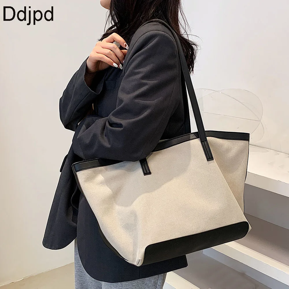 Bolso de compras de lona para mujer, bandolera de gran capacidad, de diseñador famoso, informal, para hombro