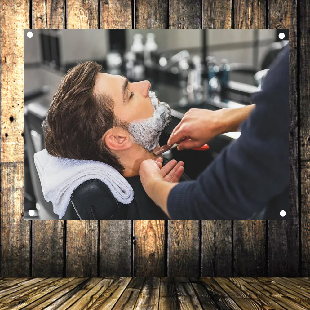 New hair style! Shave Beard Barber Shop Poster Advertising Signs Flag Banner Tapestry Hairdresser Salon Decor 96x144 CM | Дом и сад