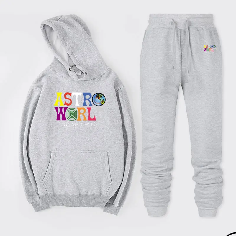 Женский комплект из 2 предметов, астромир, WISH YOU WAS HERE HOODIES, модная толстовка с надписью ASTROWORLD, уличная одежда, мужские комплекты, Топы+ штаны - Цвет: 1