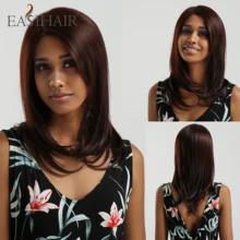 EASIHAIR средний темно-коричневый золотисто-каштановые парики синтетические парики на кружеве для черных женщин высокая плотность термостойкие волосы Gluless парик