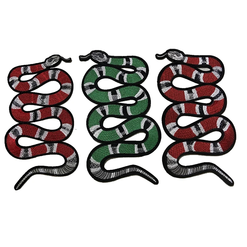 Toppe di serpente ricamate ferro sulla toppa di ricamo per jeans giacca fai  da te cucito su toppe di serpente verde rosso adesivi di stoffa|Patches| -  AliExpress
