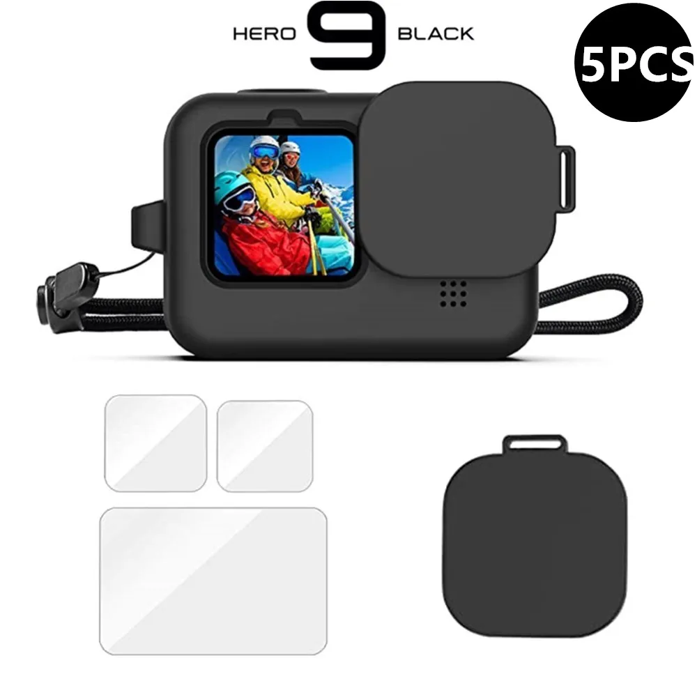 Hot Seller Silicone Case for GoPro Hero 9 Black Tempered Glass Screen Protector Protective Film 1005001649615184