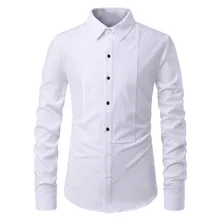 Мужская Однотонная рубашка, приталенная, модная, сшитая, простая, с длинным рукавом, топ, бизнес, мужская рубашка для Конференции