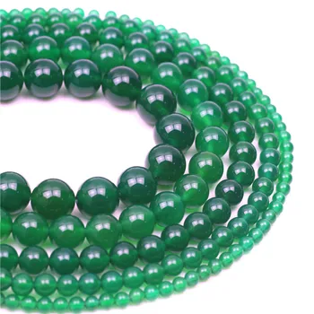 

Oamusa Natural Round Green Agates Beads Stone Loose Beads Spacer Beads DIY Earrings Rings Charms Necklace For Women