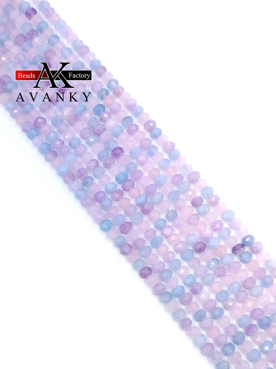 Natural Faceted Amethysts Quartz Stone Beads Lavender Quartz Aquamarine for Jewelry Making DIY Necklace Bracelet 15'' 4x6mm