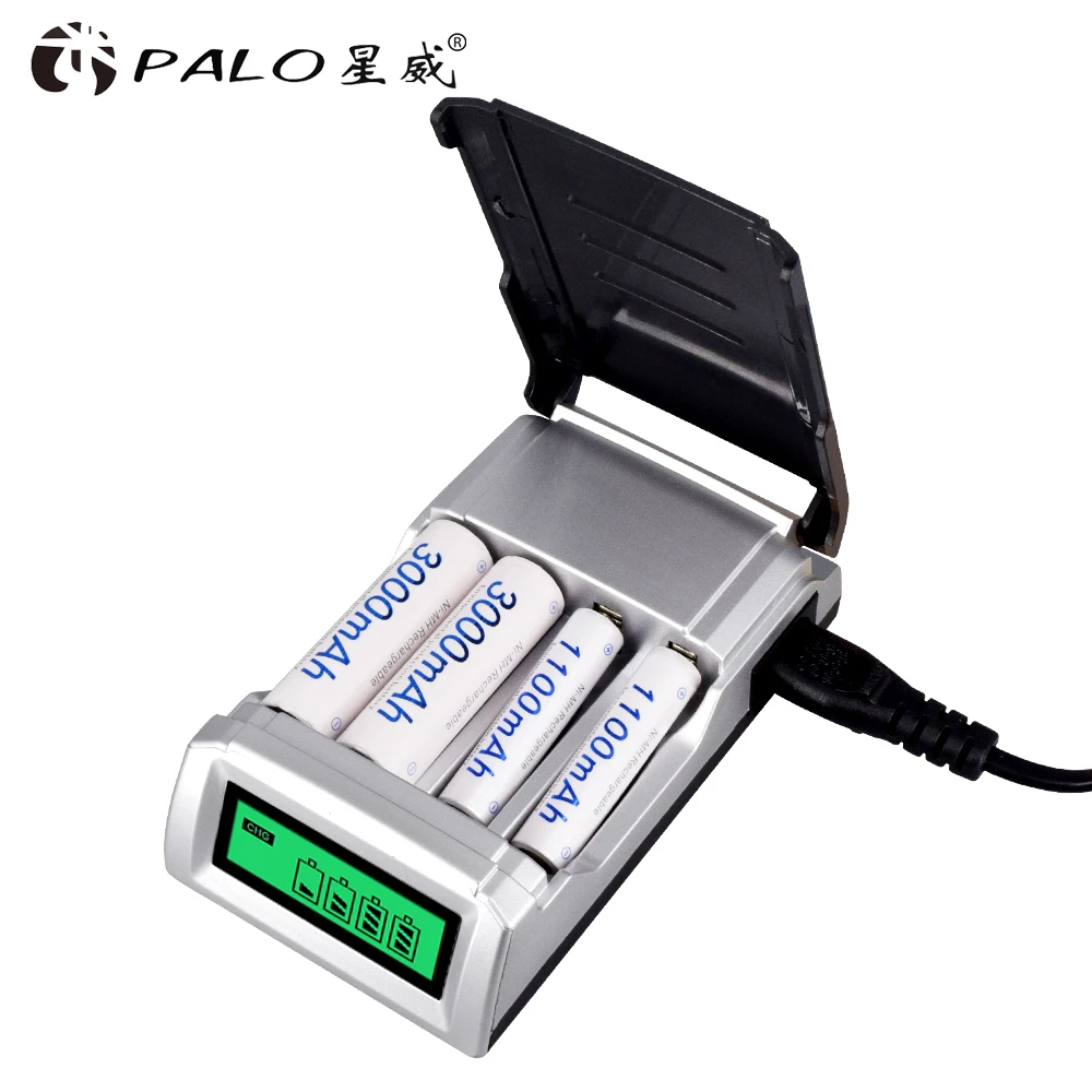 

PALO Smart LCD Display Charger For 1.2V Ni-MH Ni-CD AA AAA Rechargeable Battery AA AAA Battery Charger