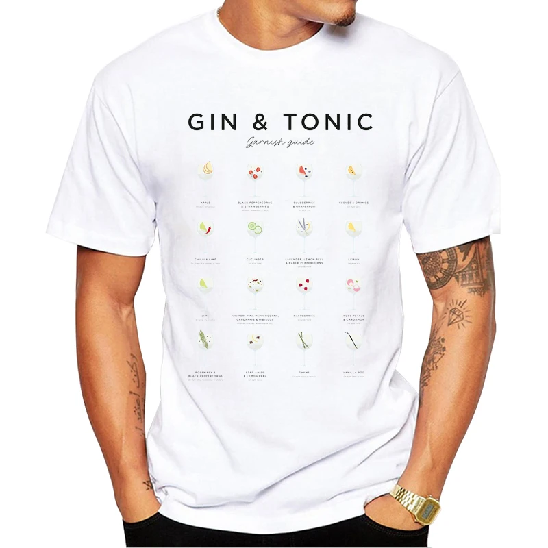 TEEHUB Fashion Food Men T-Shirt Hipster Gin and Tonic Printed t shirts Short Sleeve Tshirts Funny Tee_voghion.com