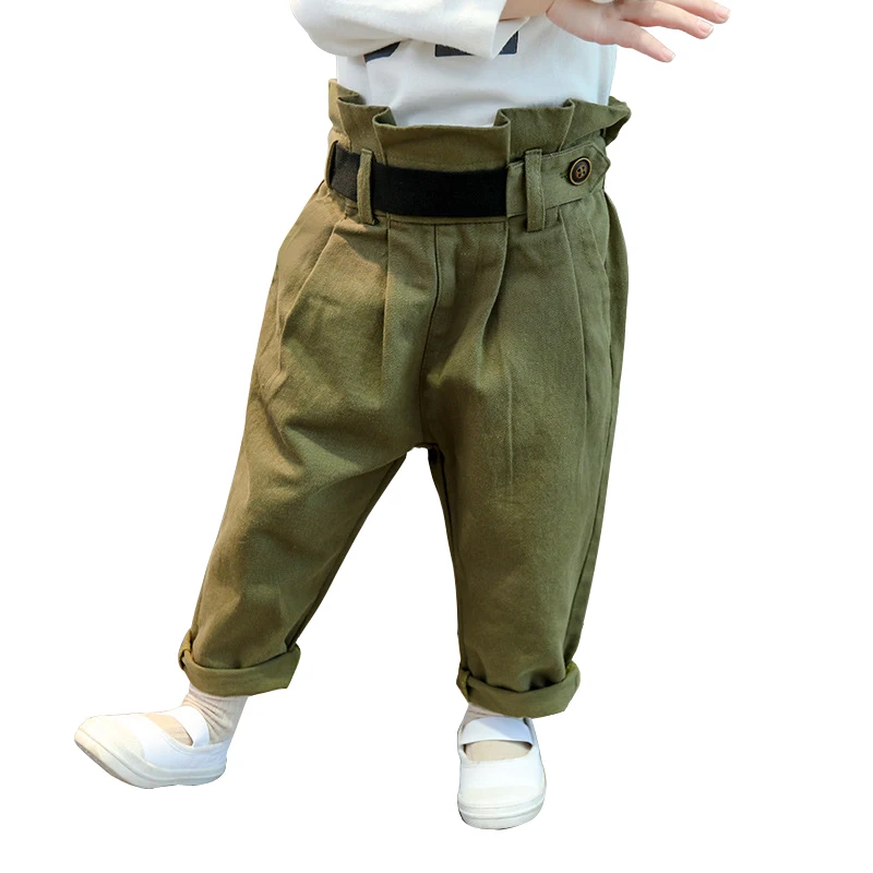 

winter thick warm ruffle pants children clothes harem pants age for 1-6 yrs toddler girls green pant casual school trousers 2019
