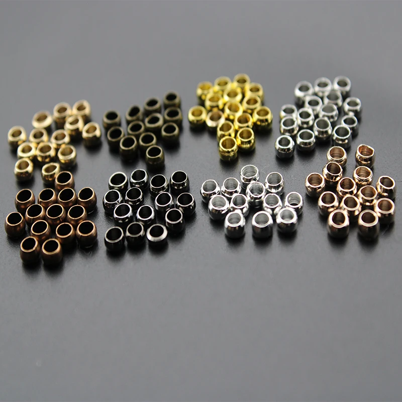 300pcs Dia 1.5 2 3 4 mm Gold Silver Copper Ball Crimp End Beads Stopper Spacer Beads For Diy Jewelry Making Findings Supplies - Color: mixed