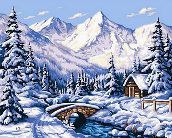 

Unframe diy picture oil painting by numbers paint by number for home decor canvas painting 5065cm snow mountain