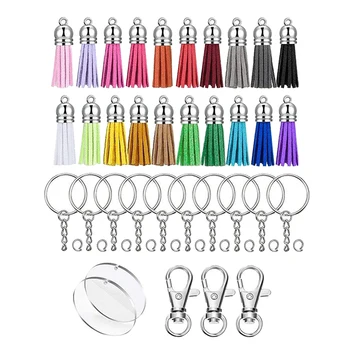 

100 Pieces Keychain Tassels Bulk MultiColor Leather Tassels Bag Pendants for DIY Keychain Key Ring and Craft, 20 Colors