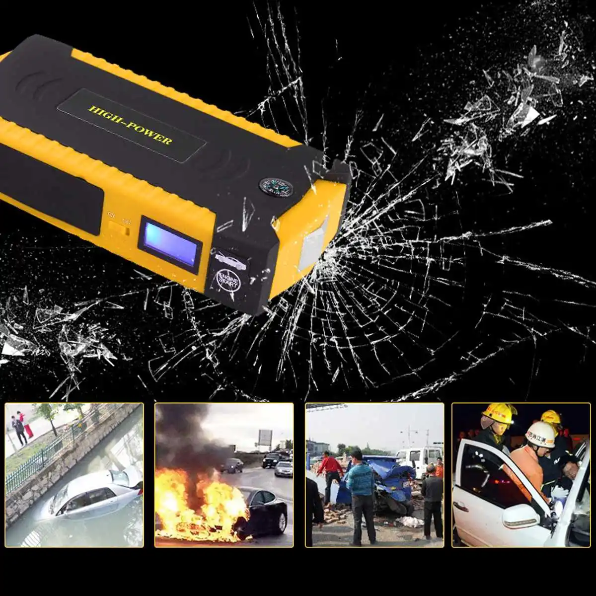 Портативный 82800mAh 12V 4USB 600A пусковое устройство, многофункциональное автомобильное зарядное устройство, пусковое устройство