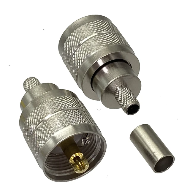 10ชิ้นขั้วต่อ UHF ตัวผู้ PL259 RG58จีบ RG400สายหางปลาตรง LMR195 RG142 1