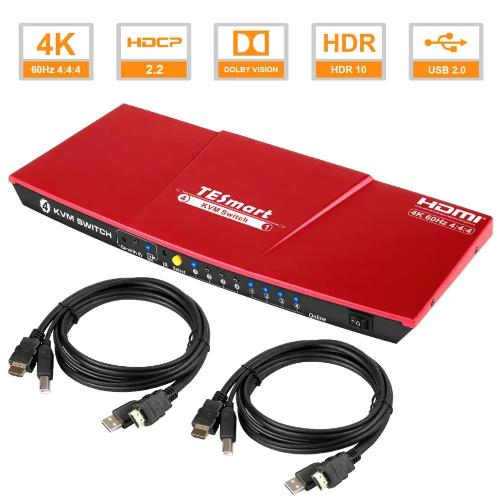 Tesla Smart HDMI 4 K Ultra HD Input 1 Output KVM Switch переключатель 3840x2160 @ 60 Гц 4:4:4 поддерживает USB 2 0