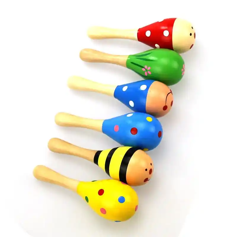 wooden baby maracas rattle