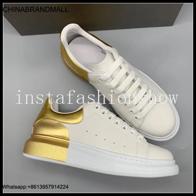 

2020 New Women Sneakers Platform Brand Design Lace Up Women Leather Shoe Desginer White Gold Sneaker Woman Trainer Shoes