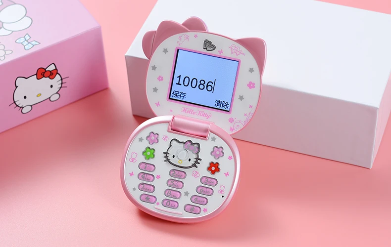 Милый мини-телефон hello kitty для девочек K688+ четырехдиапазонный флип-мобильный телефон с мультяшками разблокированный детский мини-телефон с двумя sim-картами