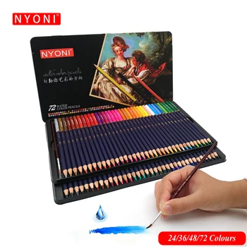 

NYONI 12/24/36/48/72Colors Watercolor Pencils Set Drawing Colored Pencils Lapices De Colores Art Sketch Colour Pencil