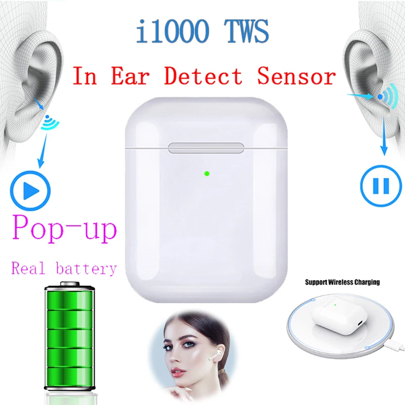 

i1000 TWS In-ear Smart Sensor Bluetooth Wireless Earphone Earbuds Pop Up Bluetooth 5.0 Earphones Pk I12 i200 i500 TWS