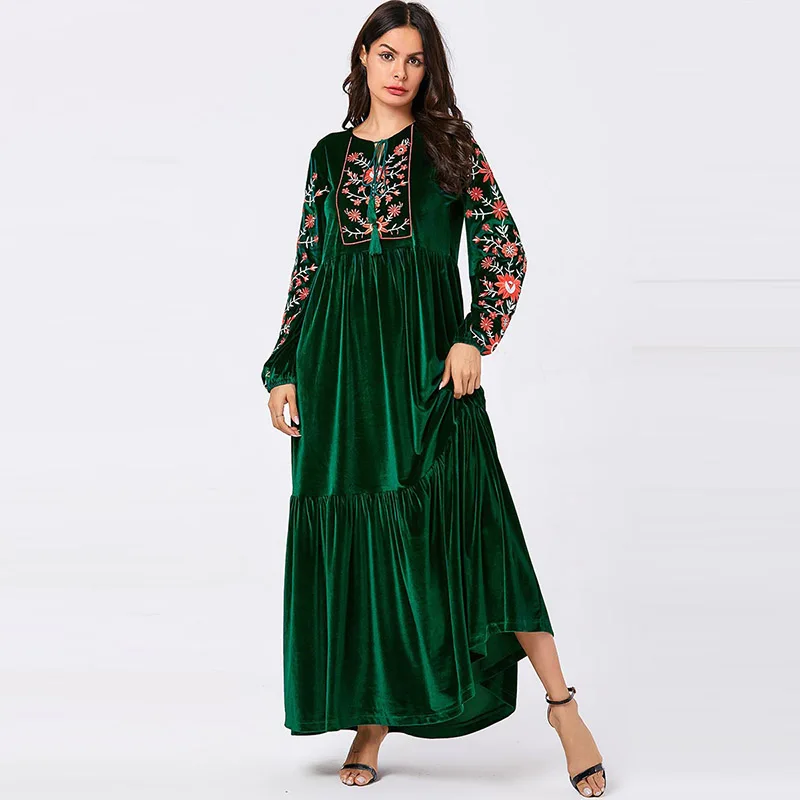 Европа и США Большие размеры женские халаты мусульманин Дубай индонезийская вышивка принцессы Vestido де молитва консервативное платье