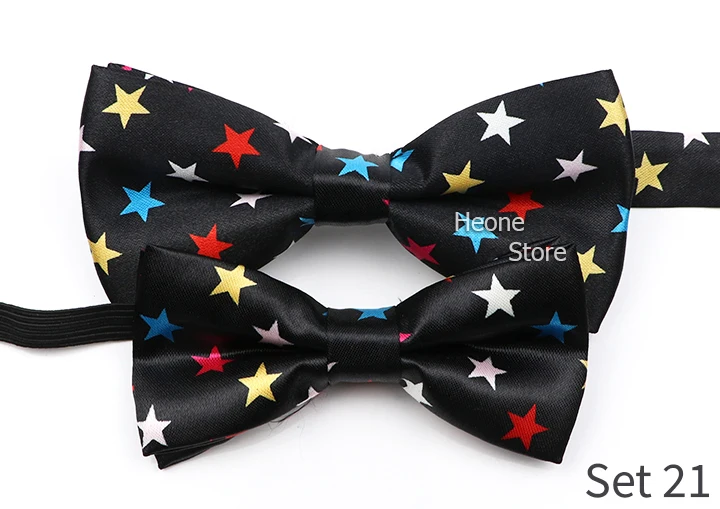 Männer der Musik Thema Bogen Krawatten Polyester Eltern-Kind Bowtie Set Klavier Stab Gitarre Stern Muster Herren Party Prom krawatte Zubehör – Detail 22