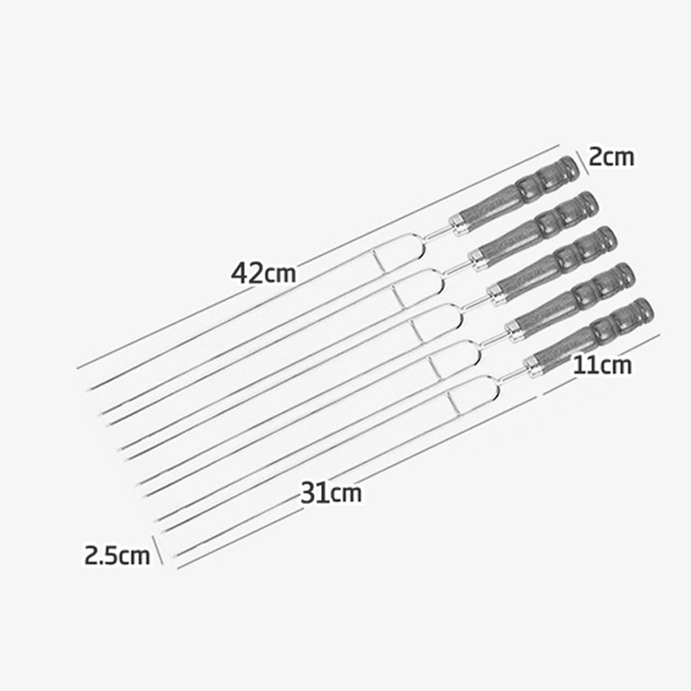 H5Pcs открытый барбекю деревянная ручка из нержавеющей стали u-образная игла барбекю мясо вилка
