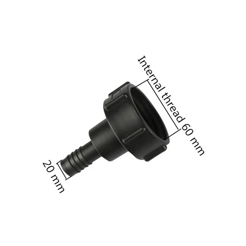 60mm Thread IBC Water Tank Adapter 1/2" 3/4" 1" 1.25" 1.5" 2" Pipe Barbed Interface Garden Pipe Fittings IBC Tank Connectors - Цвет: Black